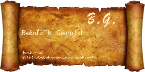 Bebők Gerold névjegykártya